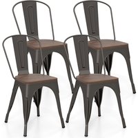 Metal Dining Chairs Set 4 Stackable Kitchen Side Chairs