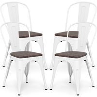 Gymax Metal Dining Chairs Set of 4 Stackable Kitchen Side Chairs in White