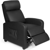 Gymax Upholstered Recliner Armchair Sofa Lounge Chair With Adjustable Backrest in Black