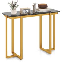 Gymax Console Table Modern Faux Marble Entryway Table Metal Frame in Gold