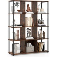 Gymax 12-Cube Wooden Bookcase Bedroom Tall Freestanding Bookshelf-Brown in Brown