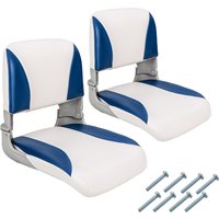Gymax Fishing Boat Seat Padded Fold-down Captain Boat Chair-Blue in Blue