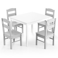 Gymax Table & 4 Chairs Set Activity Table Dining Table With Chairs in Grey