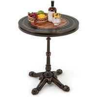 Gymax 60CM Round Patio Dining Table Cast Aluminum Dining Table-Bronze in Bronze