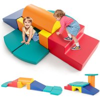 Gymax 10 PCS Foam Climbing Blocks Set Soft Foam Building Blocks Toy in Green | Size: 10 Pack