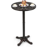 Gymax Patio Round Bar Table 61cm x 105cm Cast Aluminum High Top Table-Bronze in Light Bronze | Size: 61 cm x 105 cm