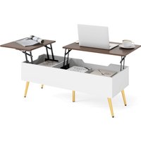 Gymax Lift Top Coffee Table Modern Center Table With Storage Compartments in Dark Brown