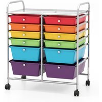 Gymax 12 Drawer Rolling Storage Cart Utility Cart With Wheels & Handles