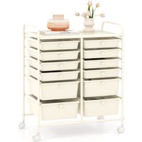 Gymax 12 Drawer Rolling Storage Cart Utility Cart With Wheels & Handles in White