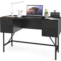 Gymax 120cm Home Office Desk Computer Desk With 4 Drawers & Metal Legs in Black