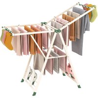 Gymax 2-Tier Clothes Drying Rack Folding Metal Laundry Drying Rack in Beige