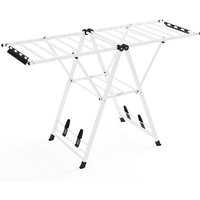 Gymax Foldable Metal Laundry Drying Rack Clothes Drying Rack With Sock Clips in White