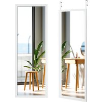 Gymax Over The Door Wall Mirror 120 x 37cm Full Length Body Mirror in White | Size: 120 x 37 cm