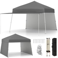 Gymax 14 x 9.2 FT Pop up Canopy Tent With 2 Sidewalls Easy Setup Sun Shelter in Grey