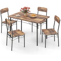 Gymax 5-Piece Industrial Kitchen Furniture Dining Table Set for 4-Brown in Brown
