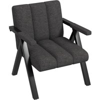 Gymax Oversized Accent Chair Comfy Reading Chair Armchair With Metal Frame in Dark Grey