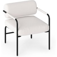 Gymax Velvet Upholstered Accent Chair Metal Frame Leisure Chair-White in White