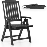 Gymax Folding Patio Chair All-Weather HDPE Outdoor Dining Chair With Armrest in Black