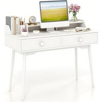 Gymax Computer Desk 120 CM Wooden Study Table Writing Workstation in White