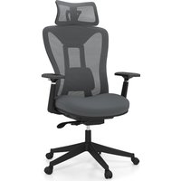 Gymax Ergonomic Mesh Office Chair High Back Executive Chair With Headrest in Grey