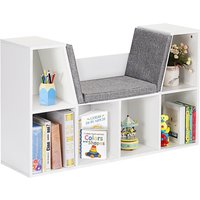 Gymax Storage Shelf Bookcase Cube Organizer Cabinet With Seat Cushion in White