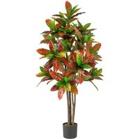 Costway 150cm Artificial Croton Plant Potted Floor Plant Tree in Green
