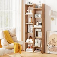 Costway Home Bookshelf 11-Tier Bookcase with Anti-Tipping Kits in Natural