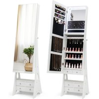 Costway Jewelry Cabinet 3-color LED Lighted Jewelry Organizer Armoire in White