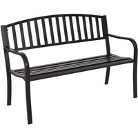 Costway Steel Garden Bench Outdoor Patio Loveseat Bench with High Backrest in Black