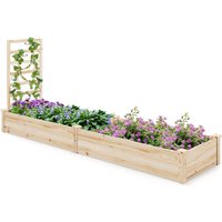 Costway Wooden Raised Garden Bed Outdoor Elevated Planter Box w/ Trellis in Natural