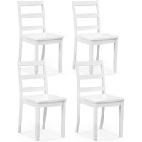 Costway Dining Chairs Set of 4 Ladder Back Side Chairs w/Rubber Wood Legs in White