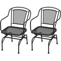 Costway Patio Rocking Chairs Set of 2 Cozy Rockers w/Metal Mesh Backrest in Black