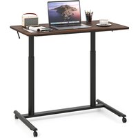 Costway Mobile Standing Desk C-Shaped Sit Stand Desk w/Adjustable Height in Brown