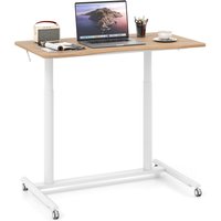 Costway Mobile Standing Desk C-Shaped Sit Stand Desk w/Adjustable Height in Natural