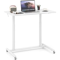 Costway Mobile Standing Desk C-Shaped Sit Stand Desk w/Adjustable Height in White