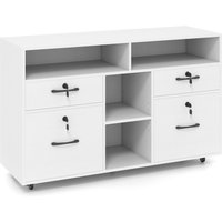 Costway File Cabinet Mobile Lateral Filing Storage Organizer with Lock in White