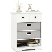 Costway 4-Drawer Dresser Modern Chest Storage Organizer w/Open Shelves in White