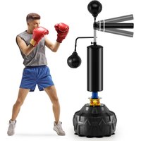 Costway Boxing Speed Trainer Freestanding 360° Spinning Bar w/Punching Bag in Black