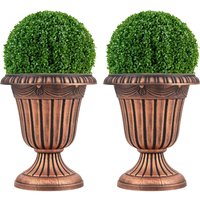 Costway 46cm Tall Vintage Planters Set of 2 Urn Plastic Flower Pots in Bronze