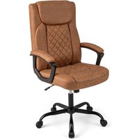 Costway Swivel Executive Office Chair Height Adjustable Manager Task Chair in Brown