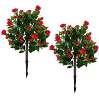 Costway 80cm Artificial Camellia Tree Set 2 Pack Fake Flower Trees in Green