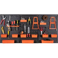 Costway Pegboard Wall Organizer 9-Bin Parts Rack Organizer w/ Hammer Racks in Orange