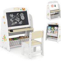 Art Easel & Chair Set Wooden Activity Table w Whiteboard