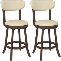 Costway 64CM Counter Height Chairs Set of 2 Swivel High Stool in Beige