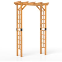 Costway 215 cm Garden Arch Wooden Arbor Outdoor Wood Trellis in Yellow