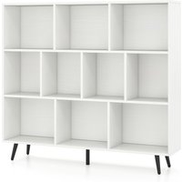 Gymax 10-Cube Bookcase Mid Century Modern Storage Organizer in White