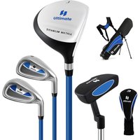 Gymax Complete Golf Clubs Set Portable Golf Stand Bag for Boys & Girls in Blue