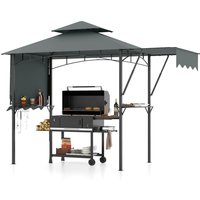 Costway 398 x 153 cm Grill Gazebo with Dual Side Awnings in Grey