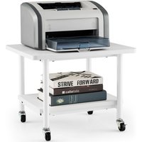 Costway Printer Stand Under Desk Printer Table w/ 4 Wheels in White
