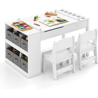 2 1 Art Table & Easel Set w Chairs Wooden Craft Activity Desk